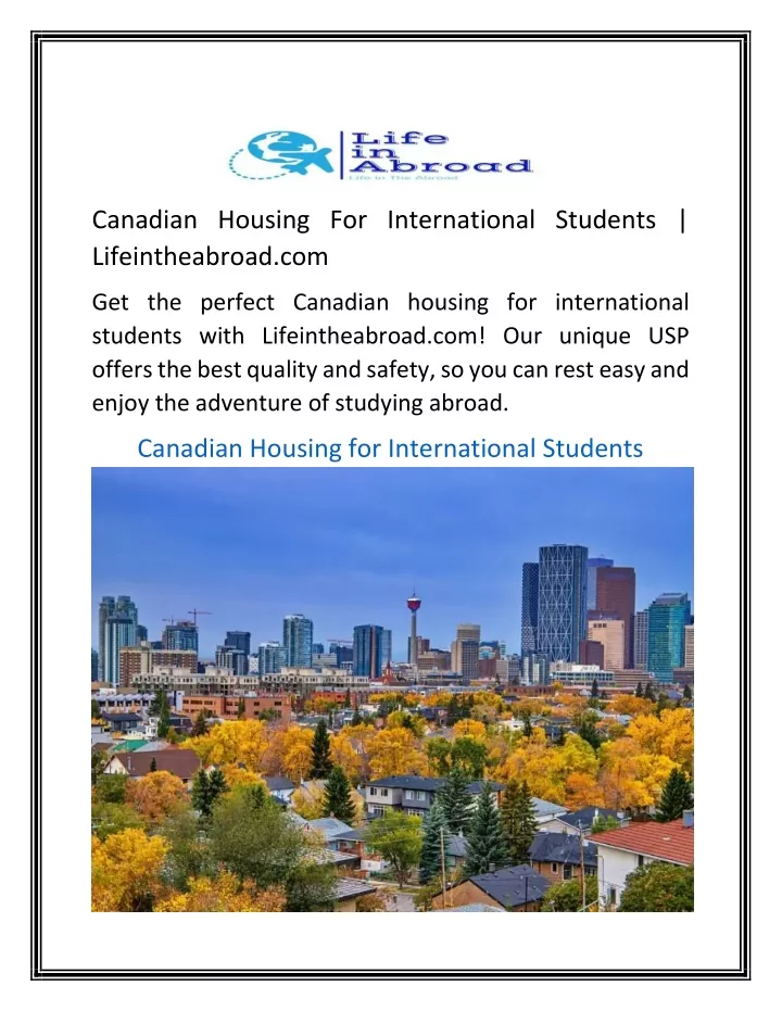 canadian housing for international students