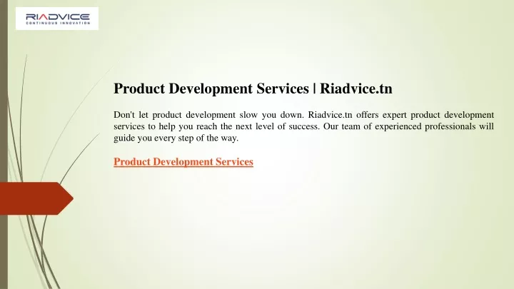 product development services riadvice