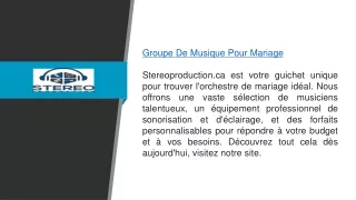 groupe de musique pour mariage stereoproduction