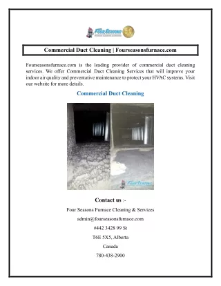 Commercial Duct Cleaning  Fourseasonsfurnace.com