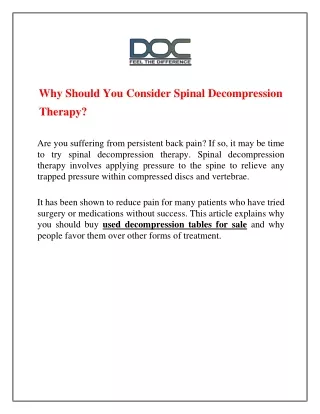 Why Is It Important For Practitioners To Incorporate Spinal Decompression Table