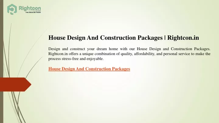 house design and construction packages rightcon