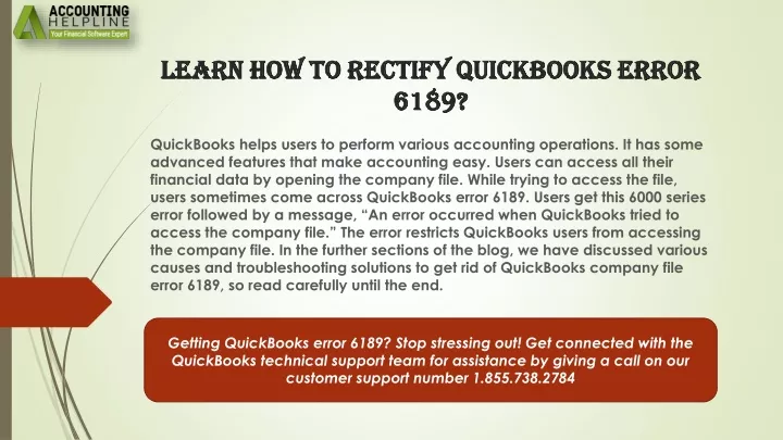 learn how to rectify quickbooks error 6189