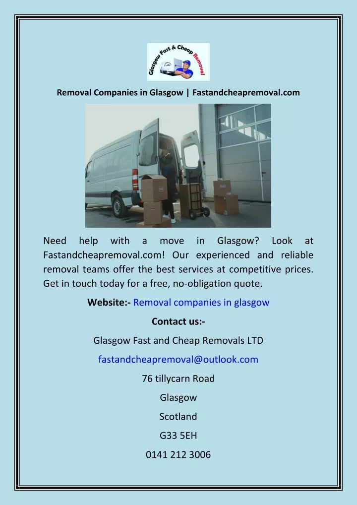 removal companies in glasgow fastandcheapremoval