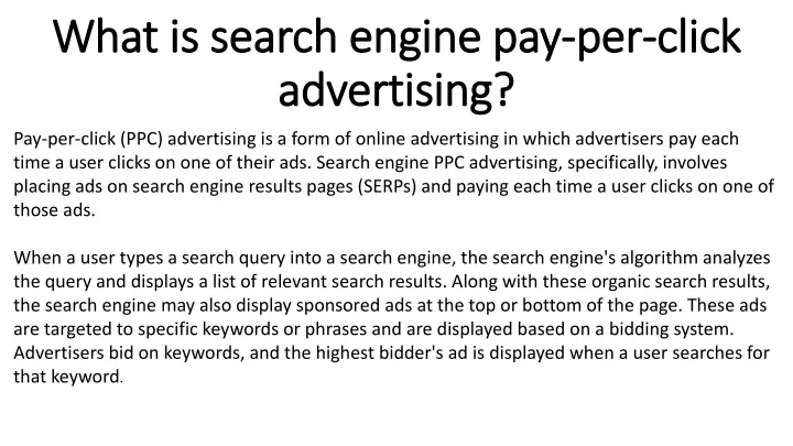 what is search engine pay what is search engine