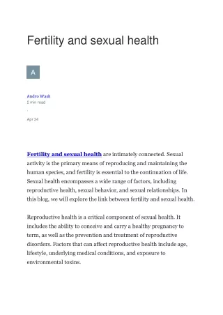 Fertility and sexual health