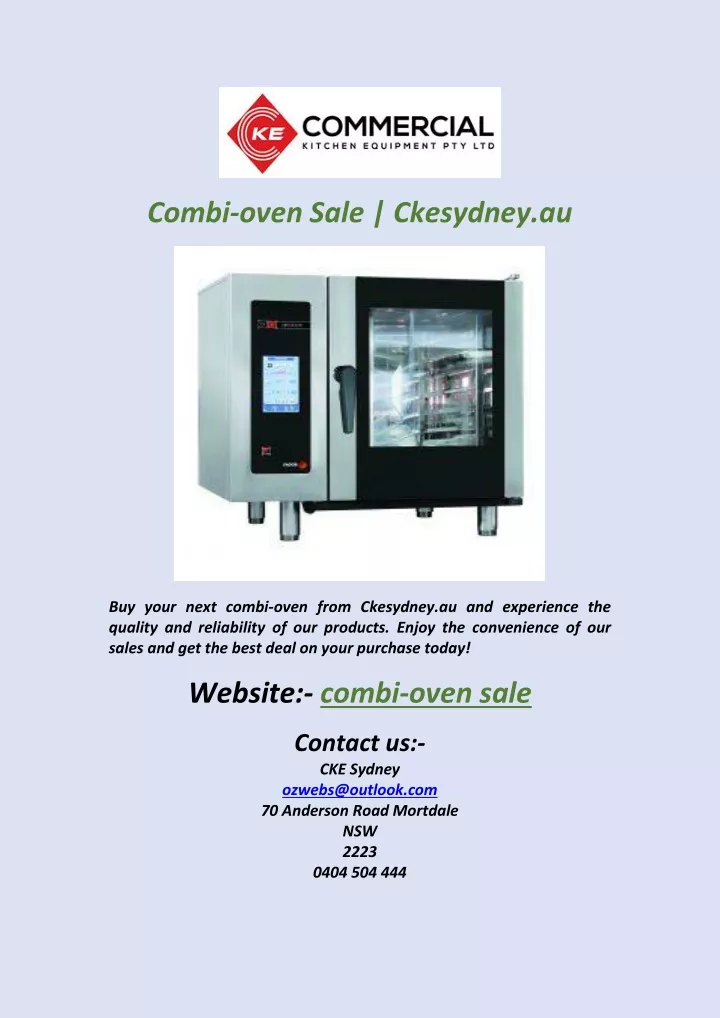 combi oven sale ckesydney au