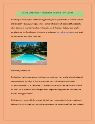 safety certificate a must have for every pool