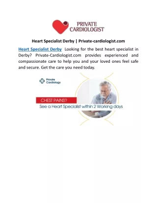 Heart Specialist Derby | Private-cardiologist.com