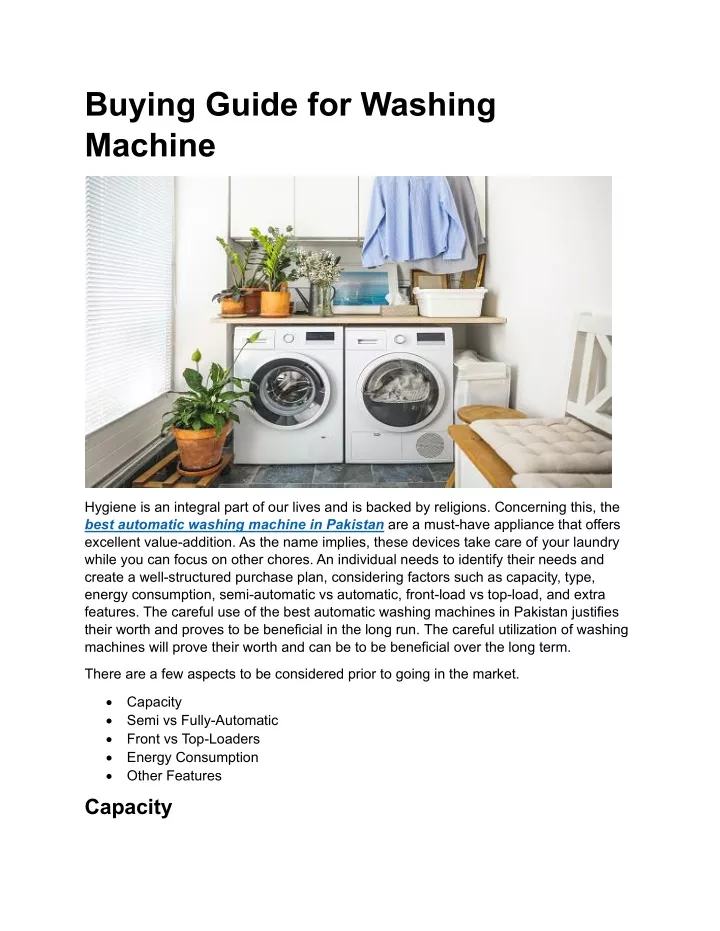 buying guide for washing machine