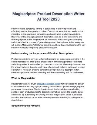 Magiscriptor: Product Description Writer AI Tool 2023