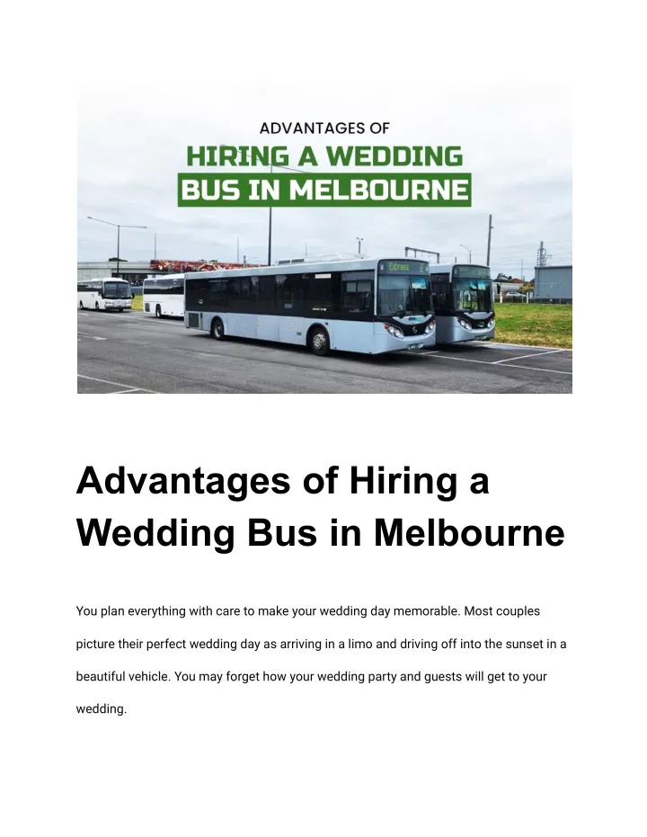 advantages of hiring a wedding bus in melbourne