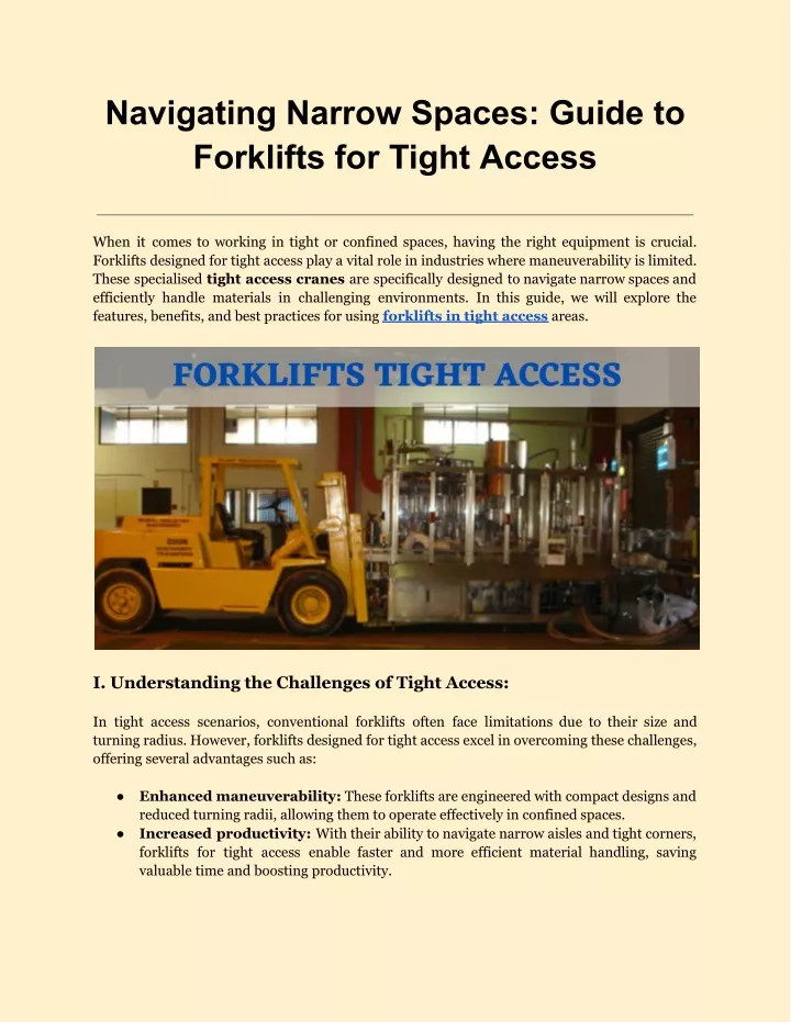 navigating narrow spaces guide to forklifts