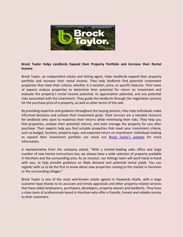 brock taylor helps landlords expand their