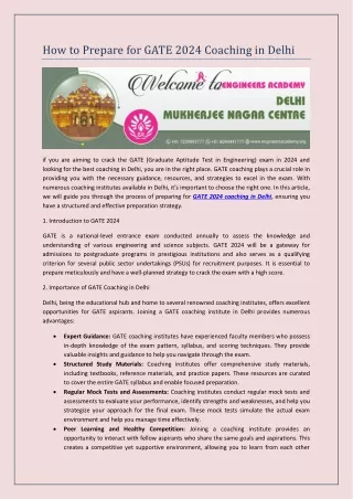 how to prepare for gate 2024 coaching in delhi