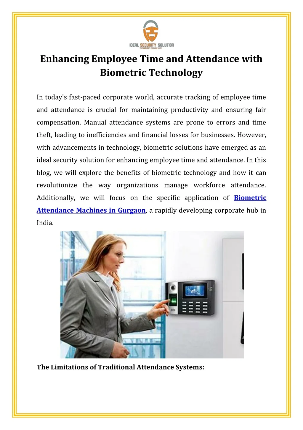 PPT - Enhancing Employee Time and Attendance with Biometric Technology ...