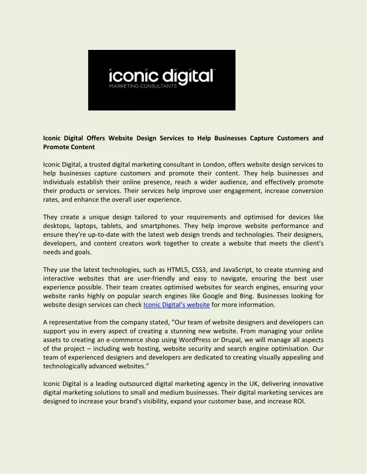 iconic digital offers website design services