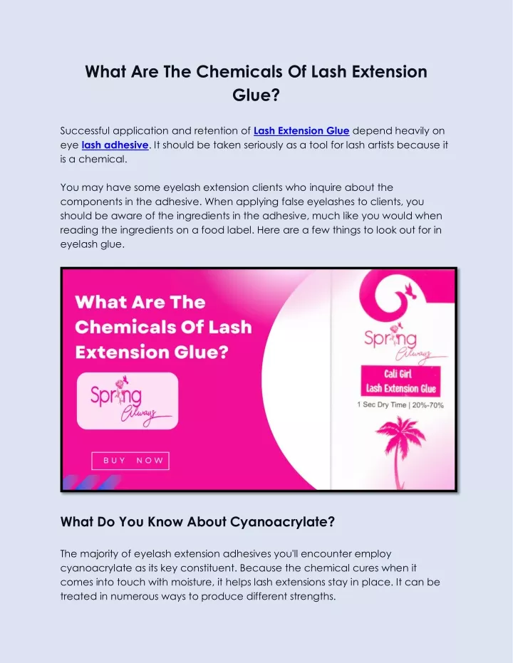 what are the chemicals of lash extension glue