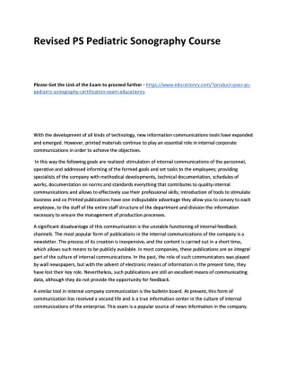 revised ps pediatric sonography course