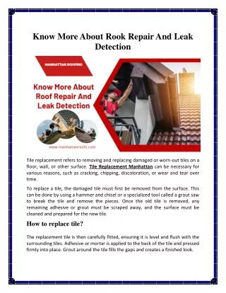 Know More About Rook Repair And Leak Detection