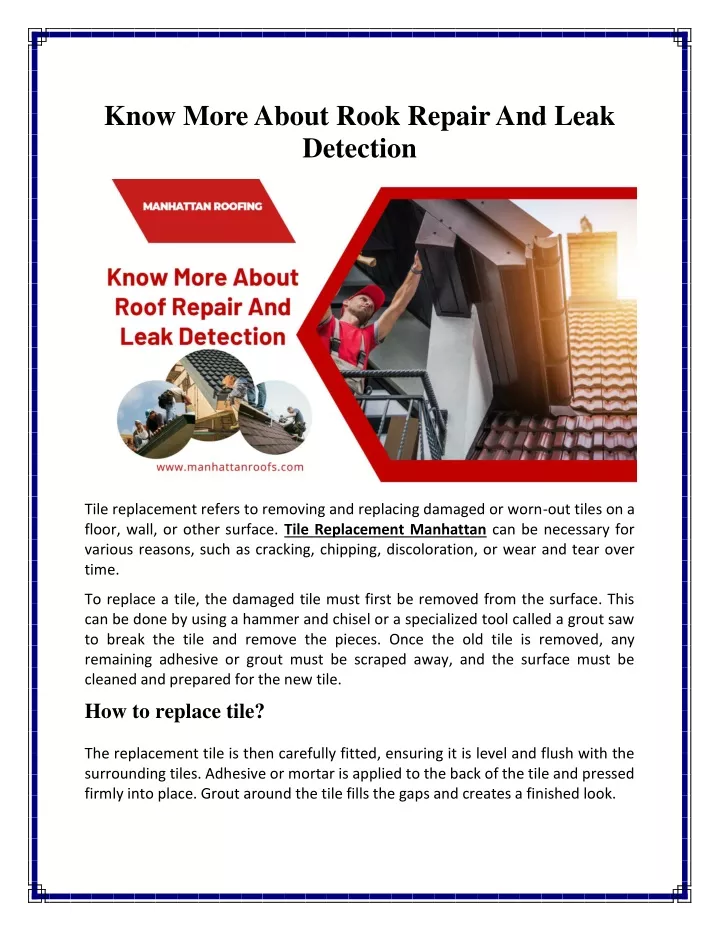 know more about rook repair and leak detection