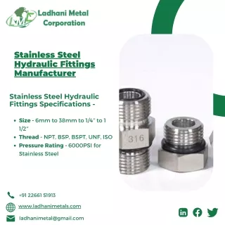 Hydraulic Fittings| Stainless Steel Clamp| Pure Molybdenum| Ladhani Metal Corp