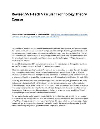 revised svt tech vascular technology theory course