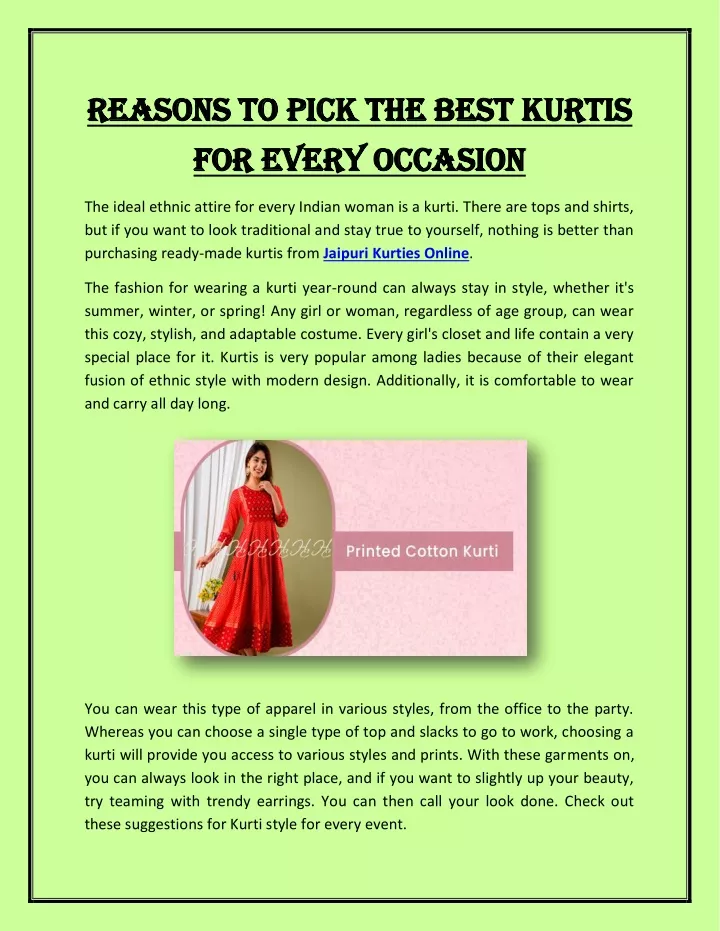 reasons to pick the best kurtis reasons to pick