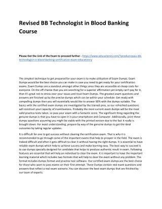 revised bb technologist in blood banking course