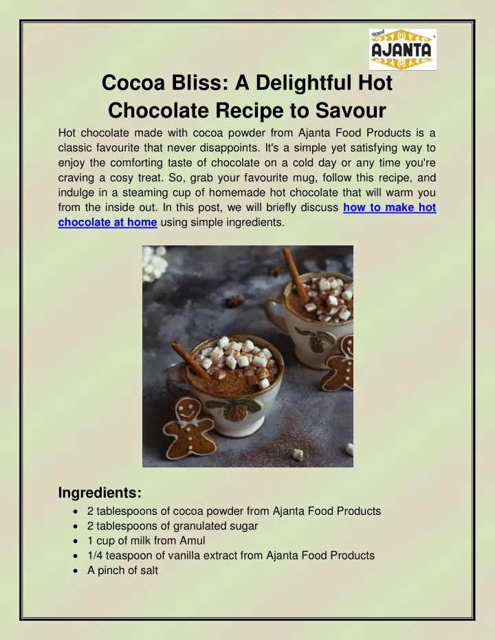 cocoa bliss a delightful hot chocolate recipe