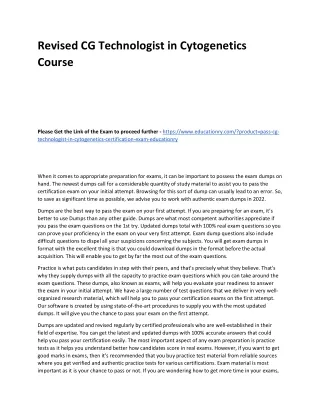 revised cg technologist in cytogenetics course