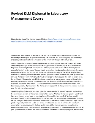 revised dlm diplomat in laboratory management