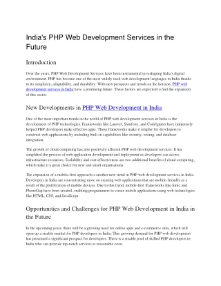 India's PHP Web Development Services in the Future