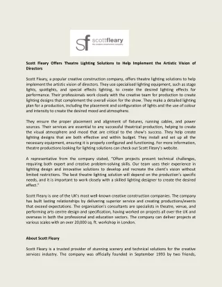 scott fleary offers theatre lighting solutions