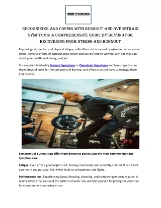 recognizing and coping with burnout