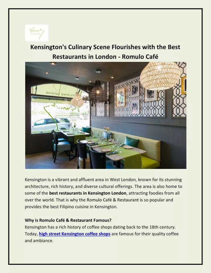 kensington s culinary scene flourishes with