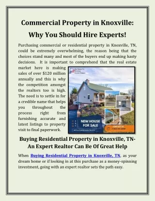 Commercial Property in Knoxville: Why You Should Hire Experts!