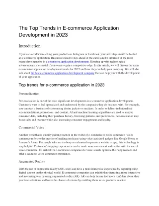 The Top Trends in E-commerce Application Development in 2023