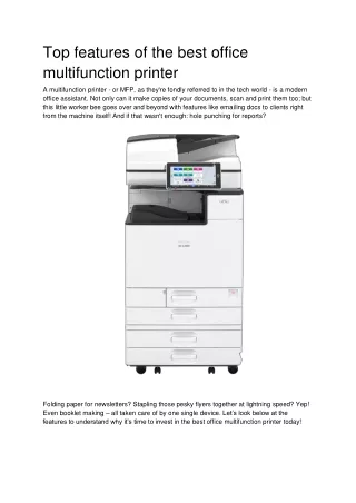 Top features of the best office multifunction printer
