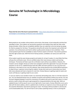 genuine m technologist in microbiology course