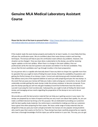 genuine mla medical laboratory assistant course