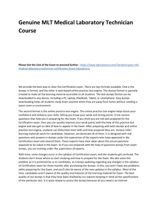 genuine mlt medical laboratory technician course