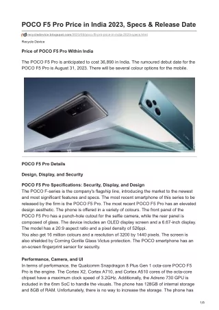 poco f5 pro price in india 2023 specs release date