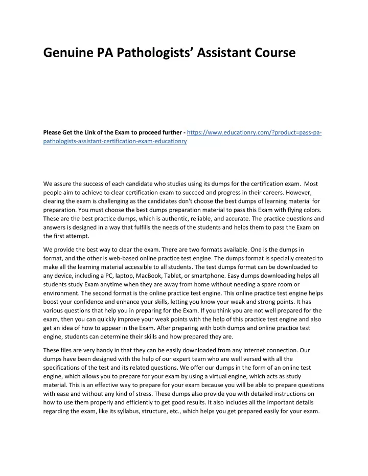 genuine pa pathologists assistant course