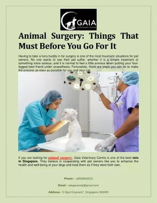 ANIMAL SURGERY THINGS THAT MUST BEFORE YOU GO FOR IT