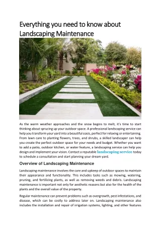 Everything you need to know about Landscaping Maintenance