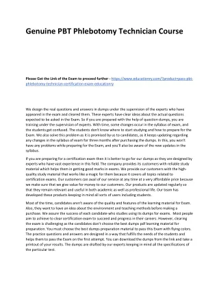 genuine pbt phlebotomy technician course