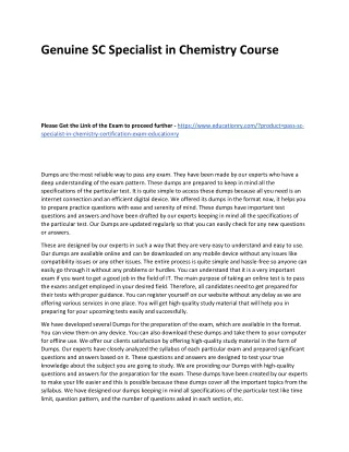 genuine sc specialist in chemistry course
