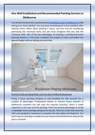 Hire Well Established and Recommended Painting Services in Melbourne