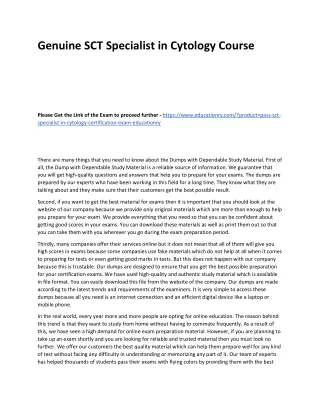 genuine sct specialist in cytology course